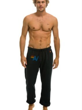 NEW Aviator Nation Unisex Logo Sweatpants Joggers Pockets size S